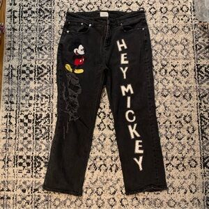 Alice + Olivia jeans Disney Mickey Embellished Black